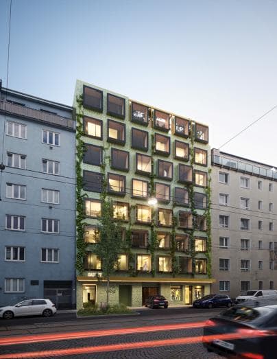 Wien Quellenstraße 97 — Architektur-Visualisierung Abend