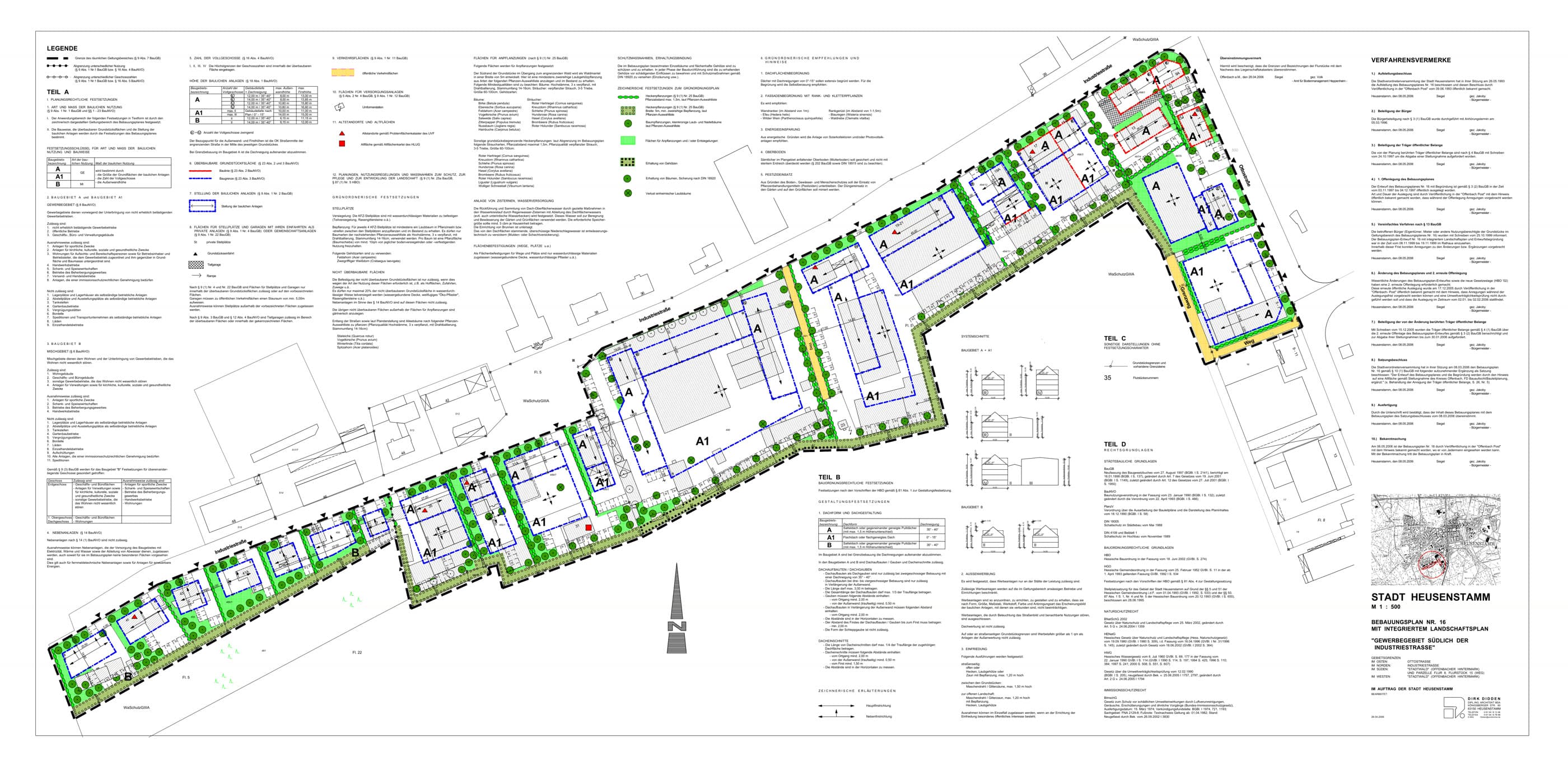 Rechtskräftiger Bebauungsplan Nr. 16 — Gewerbegebiet südlich der Industriestraße, Stadt Heusenstamm